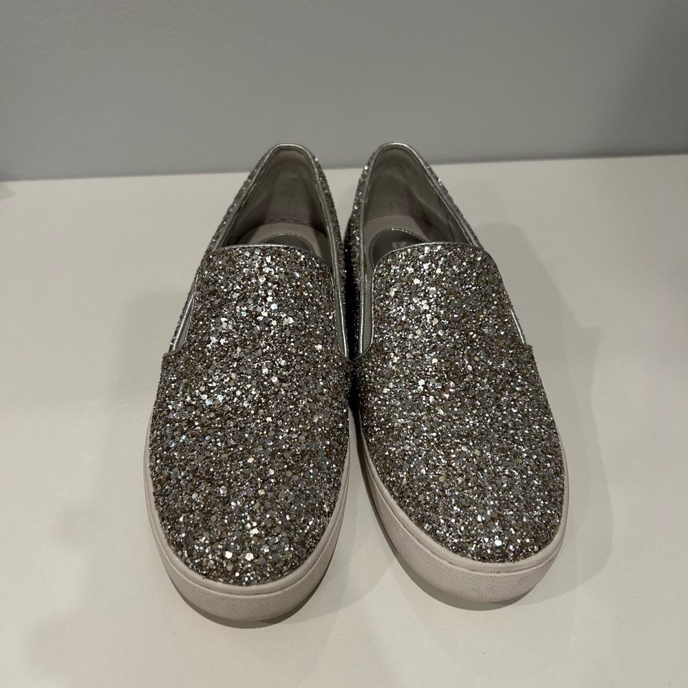 Michael Kors Silver Glitter Slip-On Sneakers - Picture 2 of 8